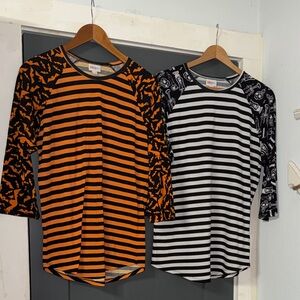 LuLaRoe Halloween Themed Tops - Orange and Black, Black and White